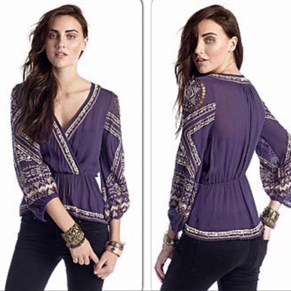 Free People Boho Stitch Up Your Heart Blouse - Picture 2 of 11